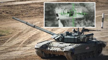 Un bombardero no tripulado ucraniano lanzó granadas contra un tanque ruso modernizado T-80BVM