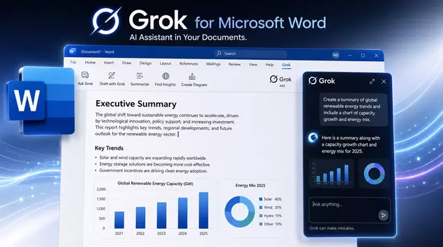 Grok llega a Word, Excel y ...