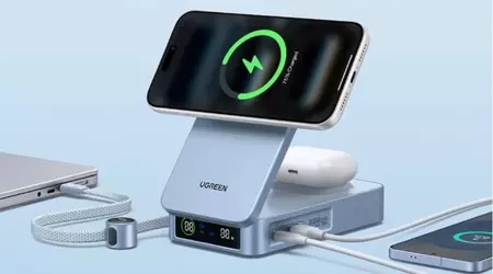 Ugreen ha lanzado una estación de carga multifuncional plegable MagFlo 2 en 1 MagSafe con soporte Qi2 y una batería integrada de 20000 mAh