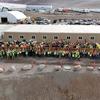 Estructura principal de acero de la planta de Tesla Semi en Nevada