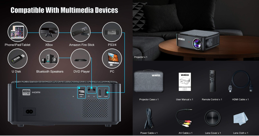 WIMIUS K1 proyector por menos de 400 euros