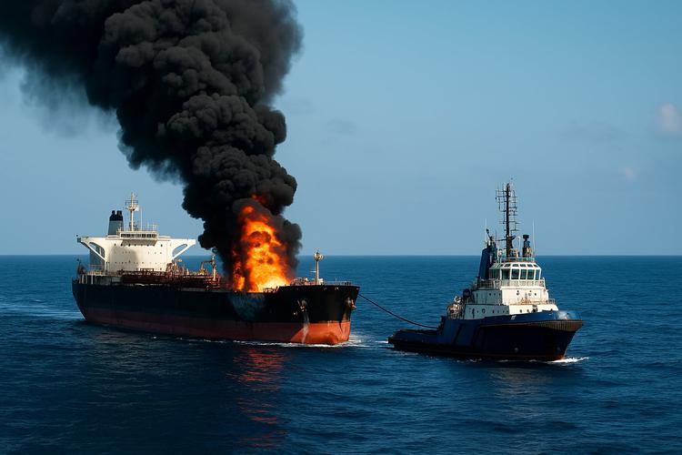 Explosión en un petrolero frente a ...