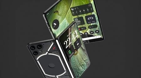 El diseñador imaginó un smartphone plegable Nothing Fold (1) con una original bisagra y tres cámaras
