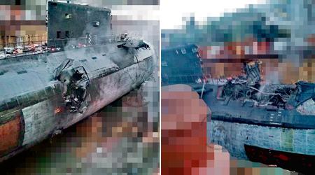 Las fotos del submarino ruso Rostov del Don, valorado en 300 millones de dólares, muestran daños catastróficos en el submarino