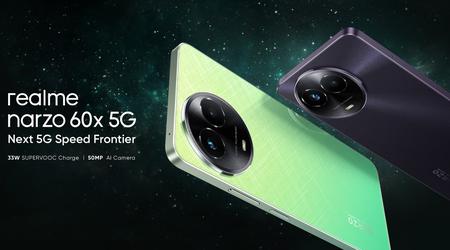realme Narzo 60x 5G: pantalla de 120 Hz, chip MediaTek Dimensity 6100 Plus y carga de 33 W por 150 $.