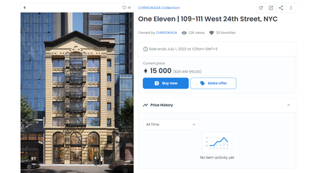 Edificio de oficinas en Nueva York se venderá en formato NFT por más de $26,000,000