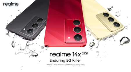 Realme 14x desvelado en la India: Chip Mediatek 6300, batería de 6.000 mAh, protección IP69 y resistencia a golpes MIL-STD-810H