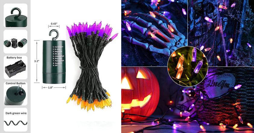 Joomer Naranja Violeta Guirnalda Luces mejores luces de halloween para exteriores