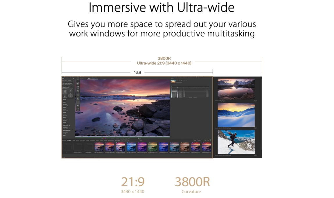 Monitor ultrapanorámico ASUS ProArt Display PA34VCNV para productividad