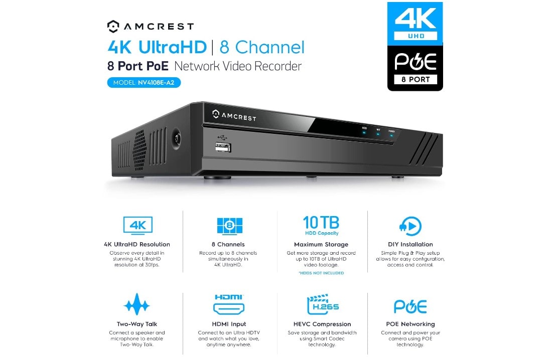 Amcrest 4K cámaras IP PoE casa