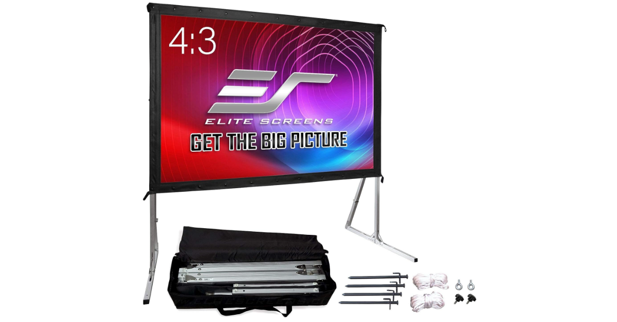 Elite Screens Yard Master 2 con soporte portátil mejor material de pantalla de proyector para 4k
