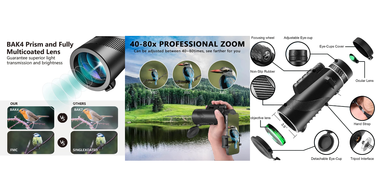 PhysioPhyx 80x100 mejor monocular para teléfono móvil