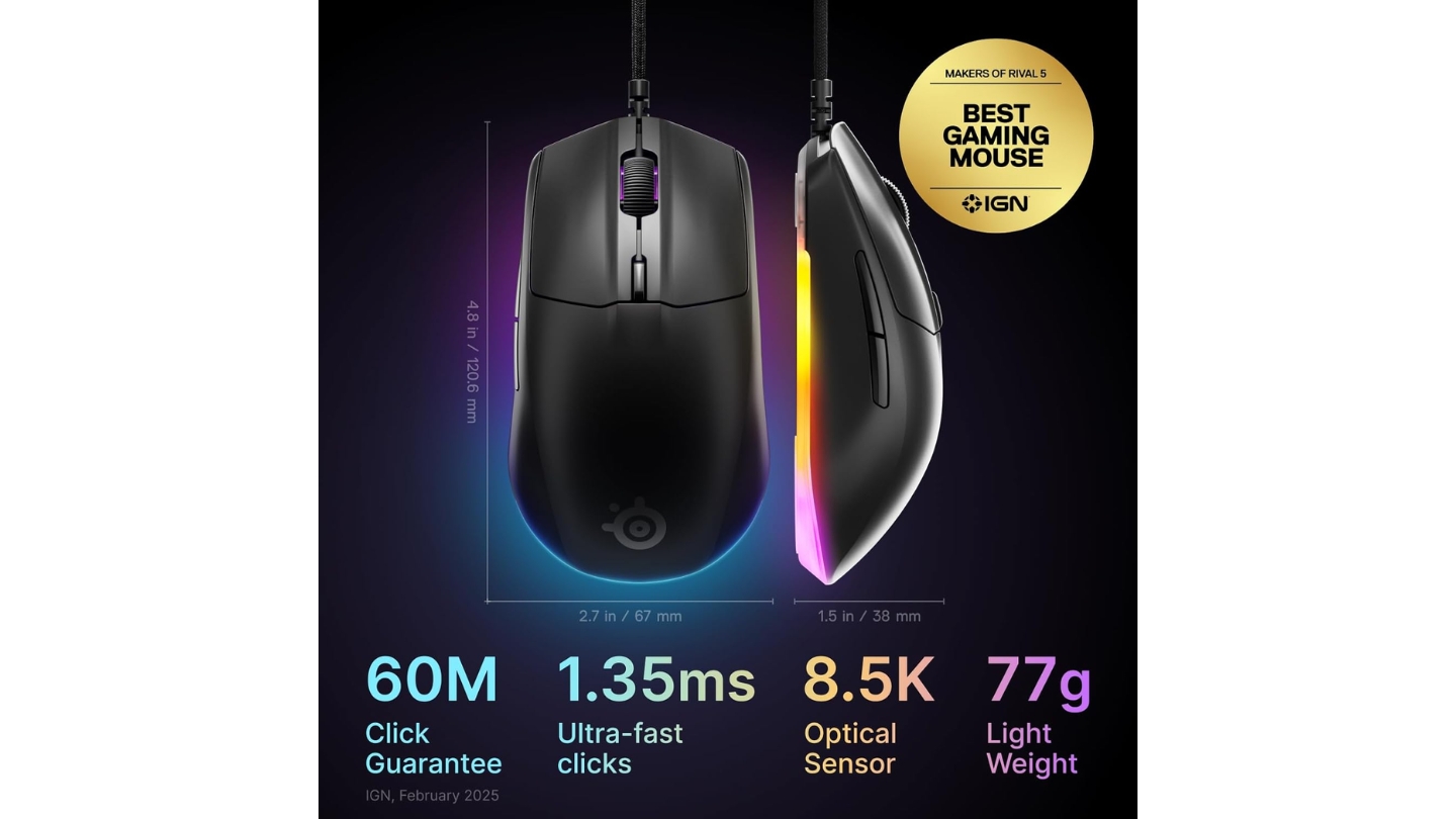 Ratón gaming SteelSeries Rival 3 Gen 2 por menos de 50