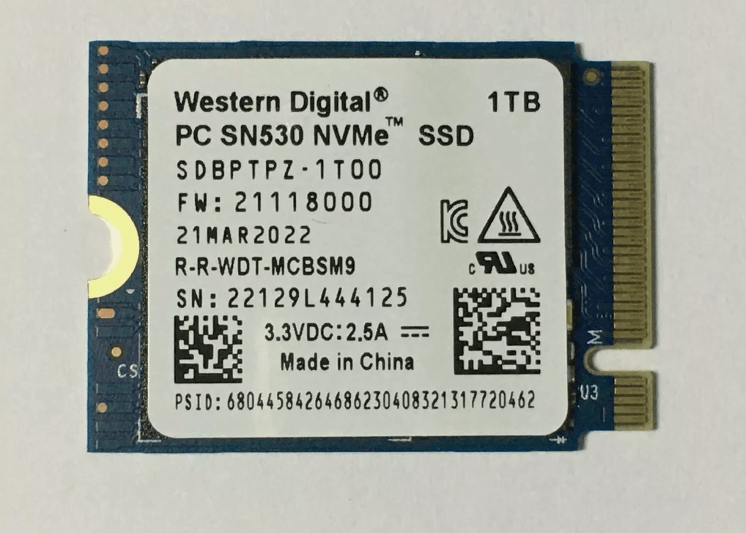 Western Digital SN530 nvme steam deck