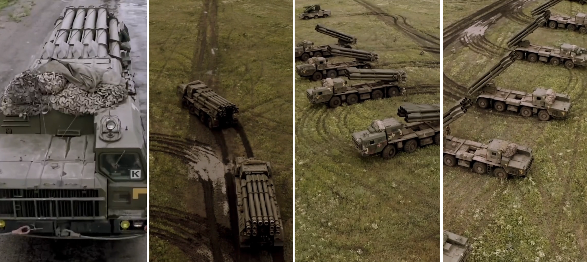 Las Fuerzas Armadas de Ucrania muestran un convoy de sistemas de misiles ucranianos Viliha con munición corregida de 300 mm Las Fuerzas Armadas de Ucrania muestran un convoy de sistemas de misiles ucranianos Viliha con munición corregida de 300 mm