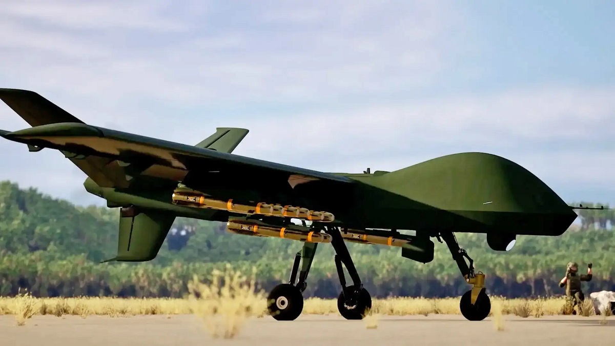 General Atomics ha mostrado un vídeo CGI del último UAS Mojave, que transporta 16 misiles AGM-114 Hellfire y vuela durante más de 25 horas General Atomics ha mostrado un vídeo CGI del último UAS Mojave, que transporta 16 misiles AGM-114 Hellfire y vuela durante más de 25 horas