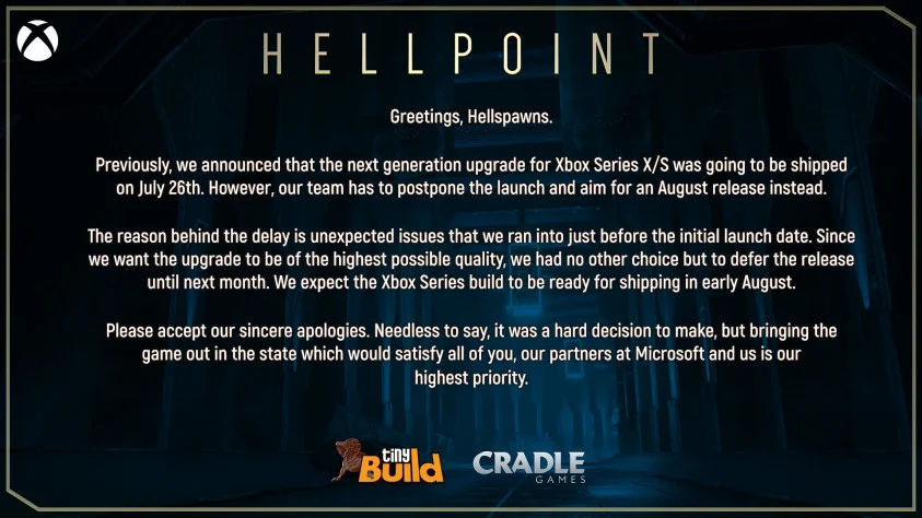Hellpoint para Xbox Series ha sido pospuesto nuevamente Hellpoint para Xbox Series ha sido pospuesto nuevamente