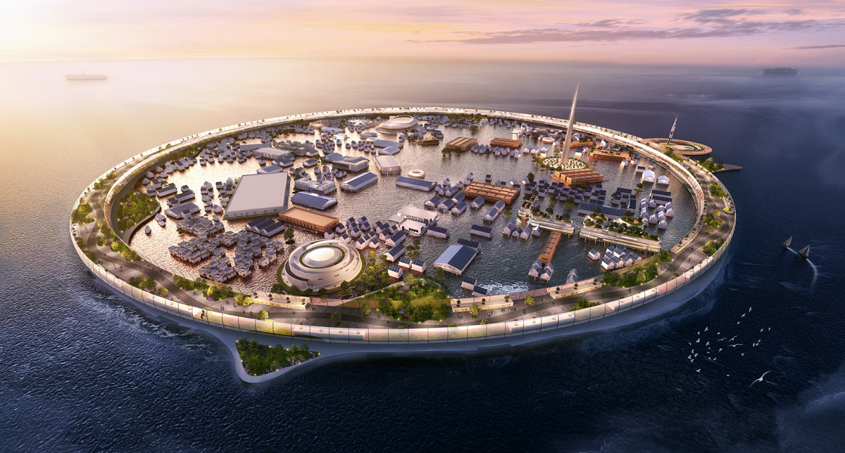 Una empresa japonesa quiere crear una ciudad flotante, Dogen City, de 4 km de diámetro para 40.000 personas, con su propio puerto espacial para cohetes y naves espaciales. Una empresa japonesa quiere crear una ciudad flotante, Dogen City, de 4 km de diámetro para 40.000 personas, con su propio puerto espacial para cohetes y naves espaciales.