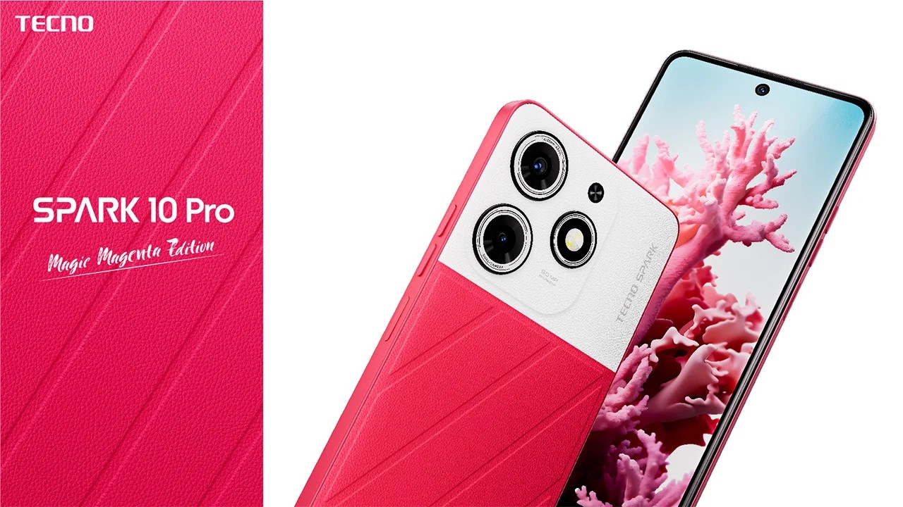 Tecno Spark 10 Pro ha recibido una modificación Magic Magenta Edition con una tapa que brilla y cambia de color