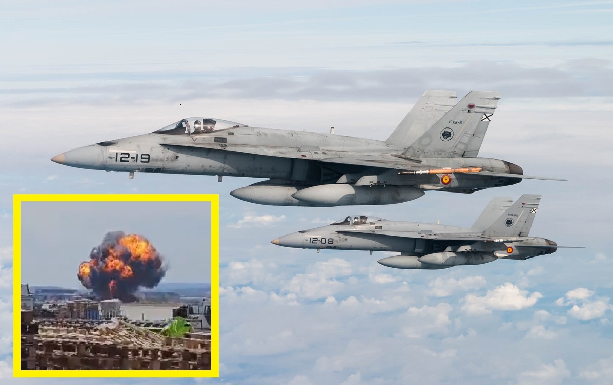Un caza F/A-18 Hornet de la Fuerza Aérea Española se estrella en la base aérea de Zaragoza: el piloto se eyecta segundos antes de la explosión Un caza F/A-18 Hornet de la Fuerza Aérea Española se estrella en la base aérea de Zaragoza: el piloto se eyecta segundos antes de la explosión