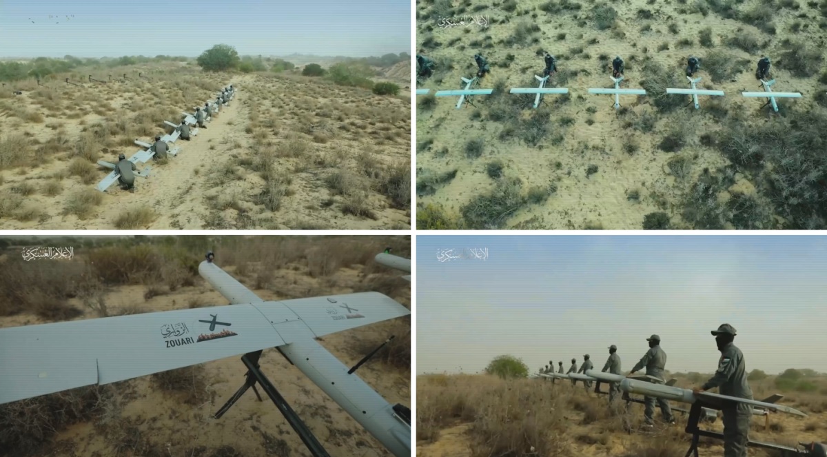 Los terroristas de Hamás mostraron los drones kamikazes iraníes utilizados para atacar Israel Los terroristas de Hamás mostraron los drones kamikazes iraníes utilizados para atacar Israel