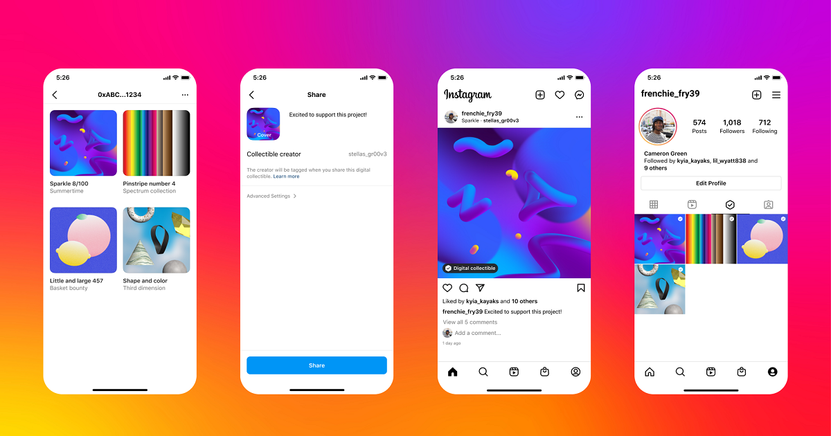 Meta permitirá la creación y venta de NFTs a través de Instagram