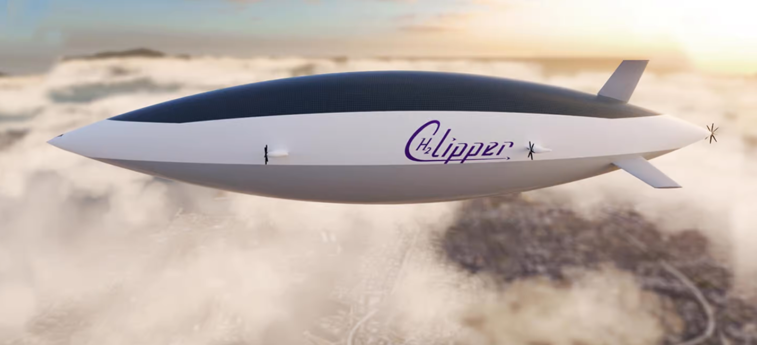 H2 Clipper es un dirigible de hidrógeno que puede transportar 154.000 kg de carga a una velocidad de 280 km/h en una distancia de 9650 km H2 Clipper es un dirigible de hidrógeno que puede transportar 154.000 kg de carga a una velocidad de 280 km/h en una distancia de 9650 km