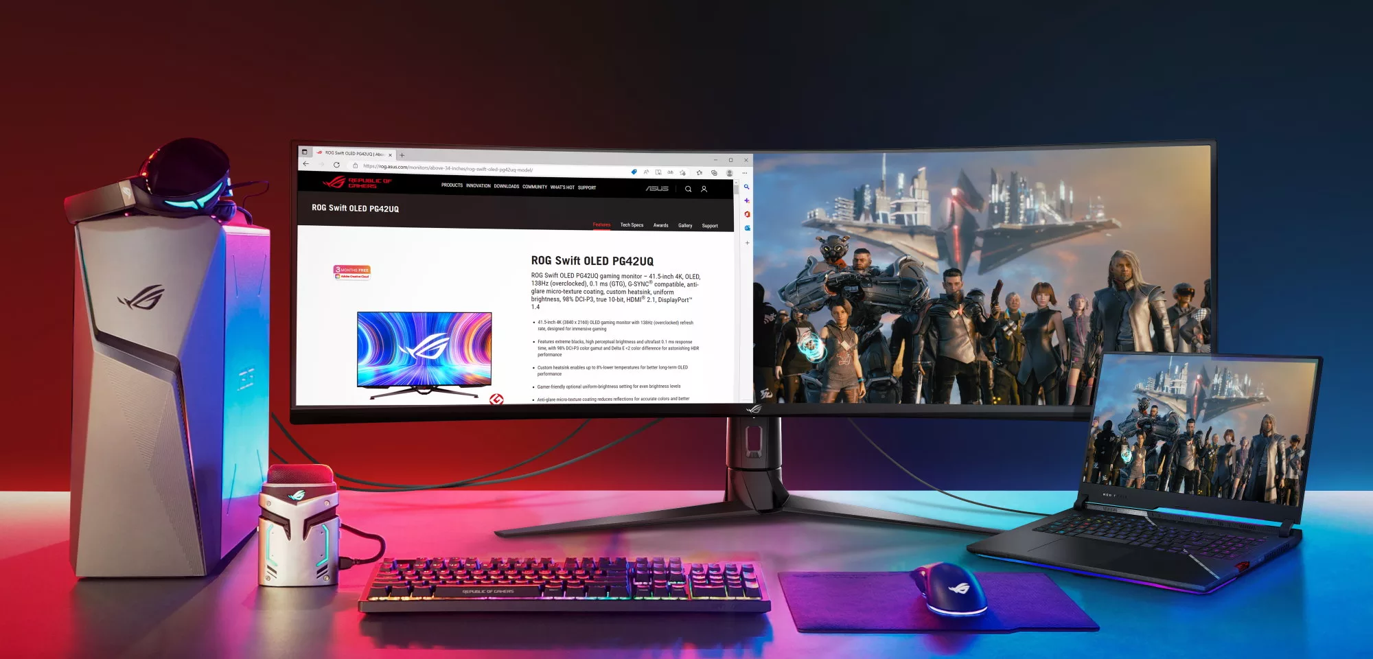 ASUS anuncia un monitor 5K curvo con una frecuencia de imagen de 165 Hz y una diagonal de 49".