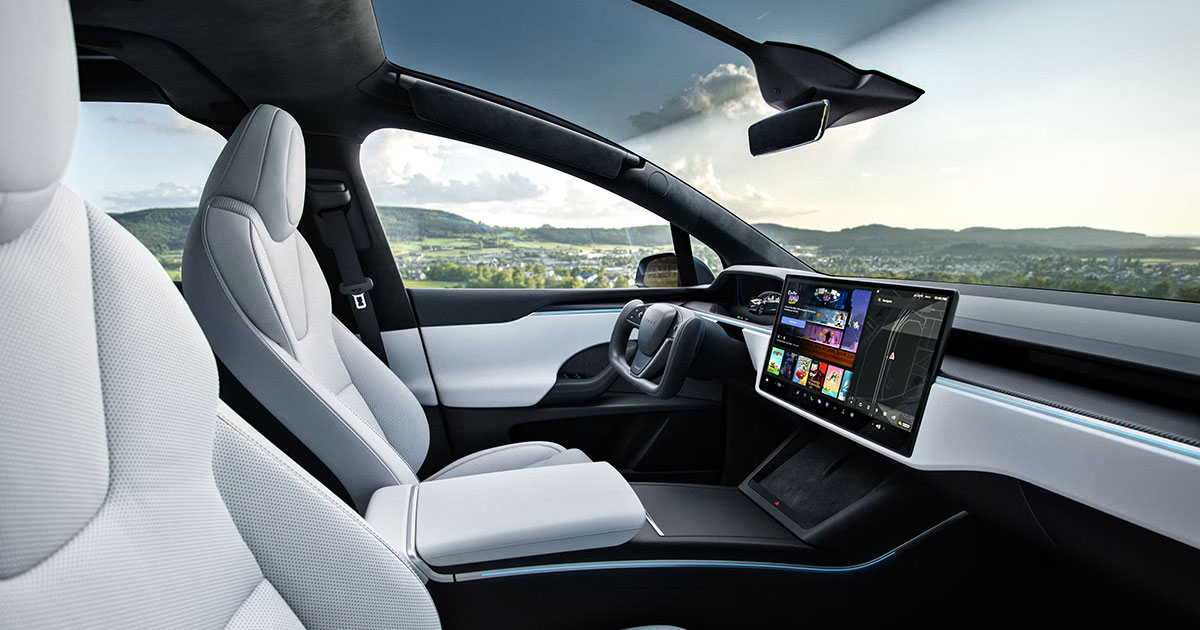 Una vista del encantador interior del Tesla Model X