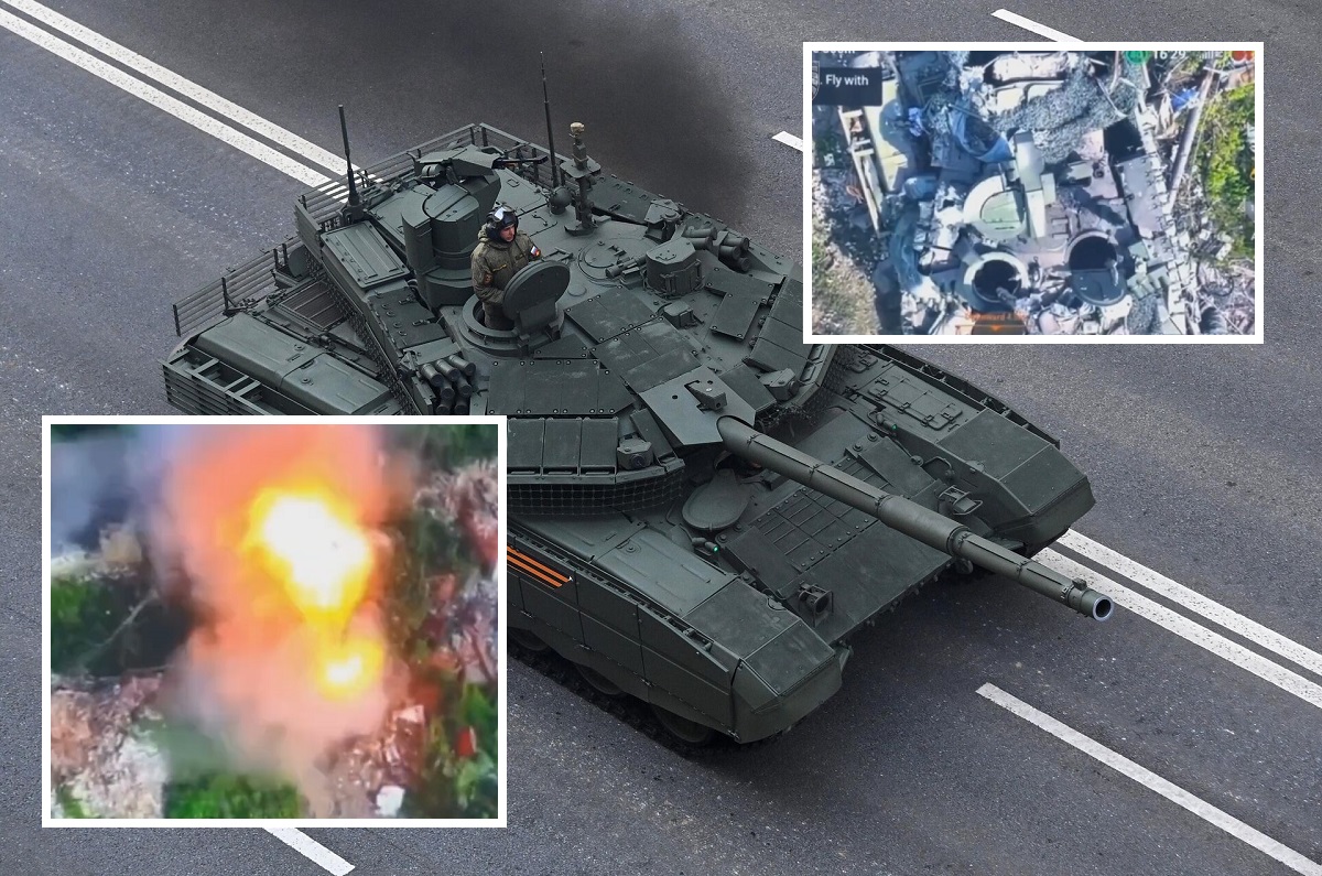 Un dron ucraniano alcanzó con precisión un tanque ruso modernizado T-90M valorado en varios millones de dólares con una granada en su escotilla Un dron ucraniano alcanzó con precisión un tanque ruso modernizado T-90M valorado en varios millones de dólares con una granada en su escotilla
