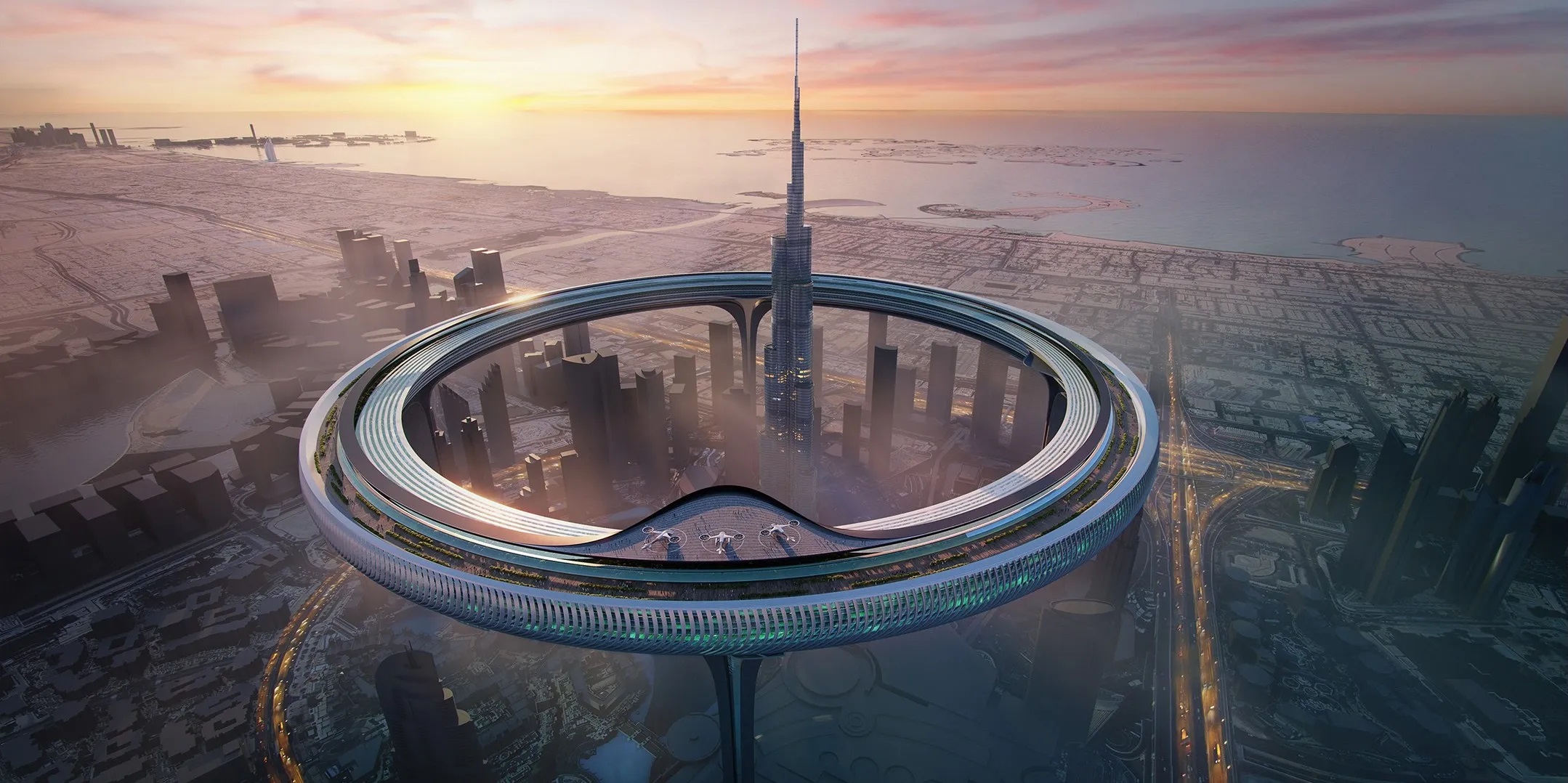 Znera Space propone construir un edificio Downtown Circle de 550 metros alrededor del rascacielos más alto del mundo, el Burj Khalifa Znera Space propone construir un edificio Downtown Circle de 550 metros alrededor del rascacielos más alto del mundo, el Burj Khalifa