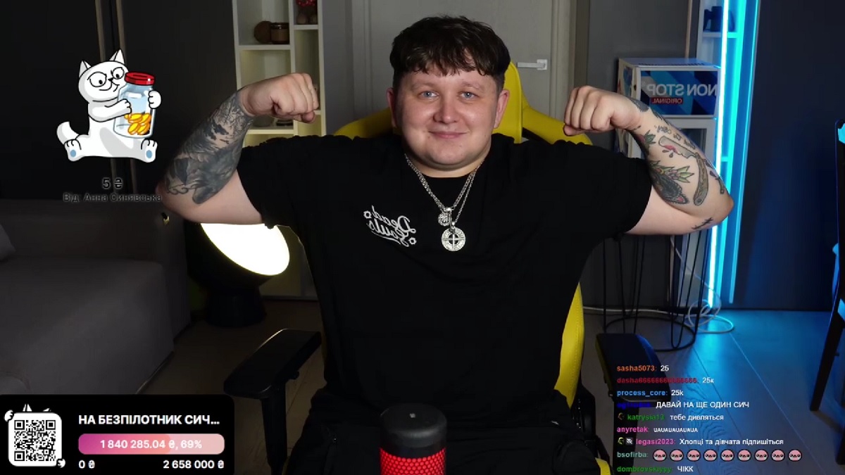 El bloguero ucraniano Leb1ga recaudó ₴8,35 millones en 8 horas para comprar drones Sych, y la retransmisión se convirtió en la número 1 del mundo en Twitch El bloguero ucraniano Leb1ga recaudó ₴8,35 millones en 8 horas para comprar drones Sych, y la retransmisión se convirtió en la número 1 del mundo en Twitch