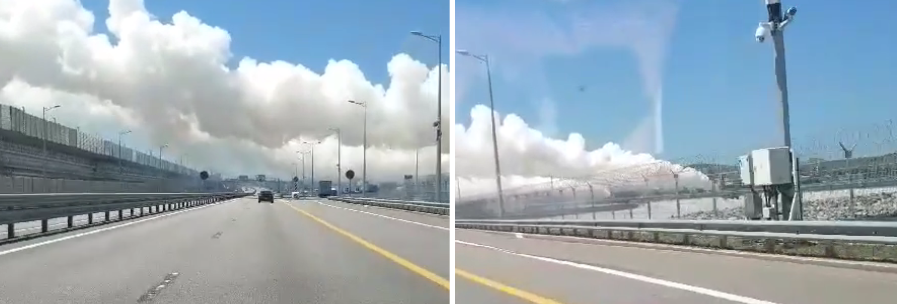Enormes nubes de humo aparecieron sobre el puente de Crimea