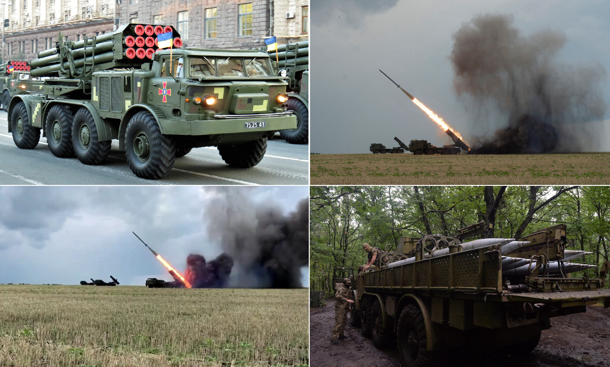 Se publica un vídeo de un MLRS ucraniano Uragan disparando junto a dos sistemas de cohetes Bureviy sobre chasis Tatra Se publica un vídeo de un MLRS ucraniano Uragan disparando junto a dos sistemas de cohetes Bureviy sobre chasis Tatra