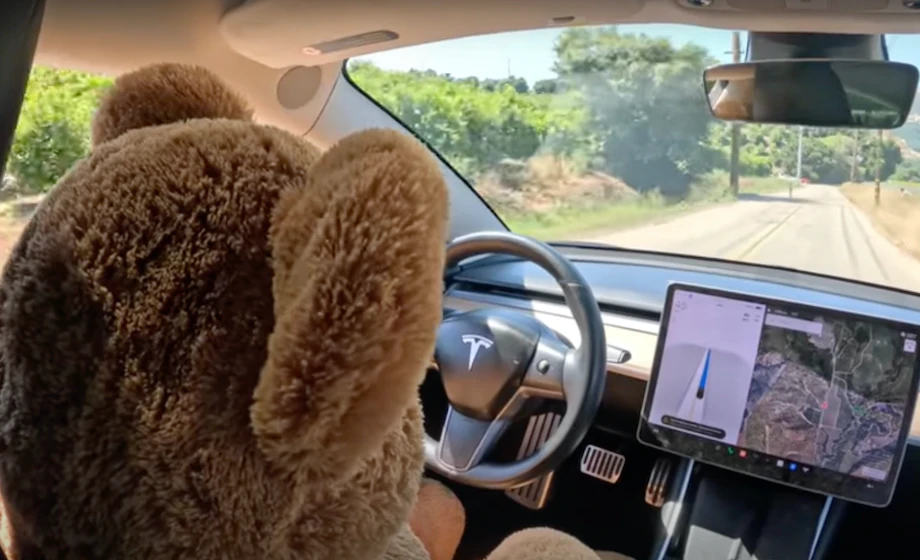 El sistema de seguridad de Tesla permitió al oso de peluche utilizar el modo dron de conducción autónoma total