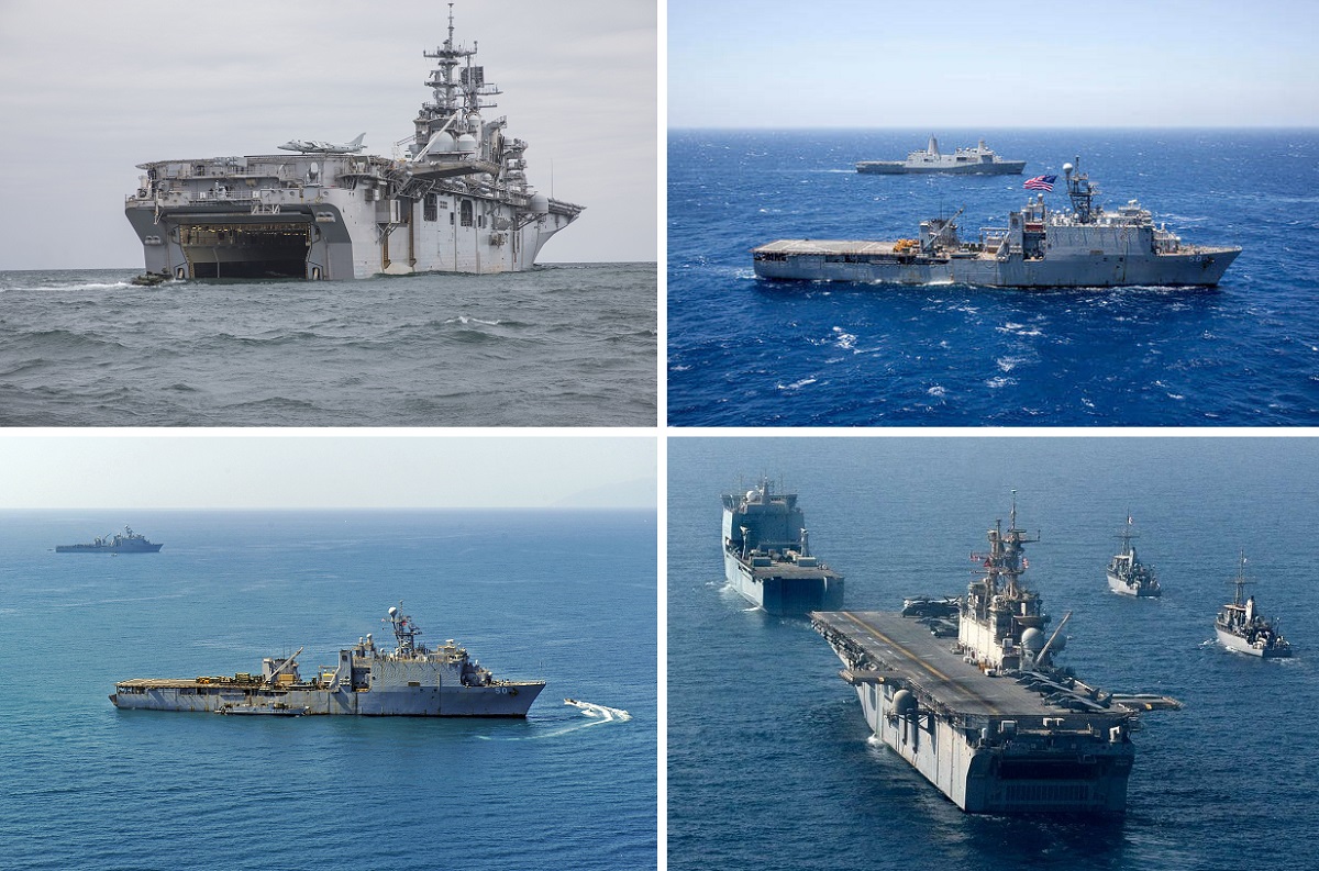 EE.UU. envía los buques de asalto anfibio USS Bataan y USS Carter Hall al Golfo Pérsico para respaldar a los aviones F-35, F-16, A-10 y al destructor USS Thomas Hudner para disuadir eficazmente a Irán. EE.UU. envía los buques de asalto anfibio USS Bataan y USS Carter Hall al Golfo Pérsico para respaldar a los aviones F-35, F-16, A-10 y al destructor USS Thomas Hudner para disuadir eficazmente a Irán.