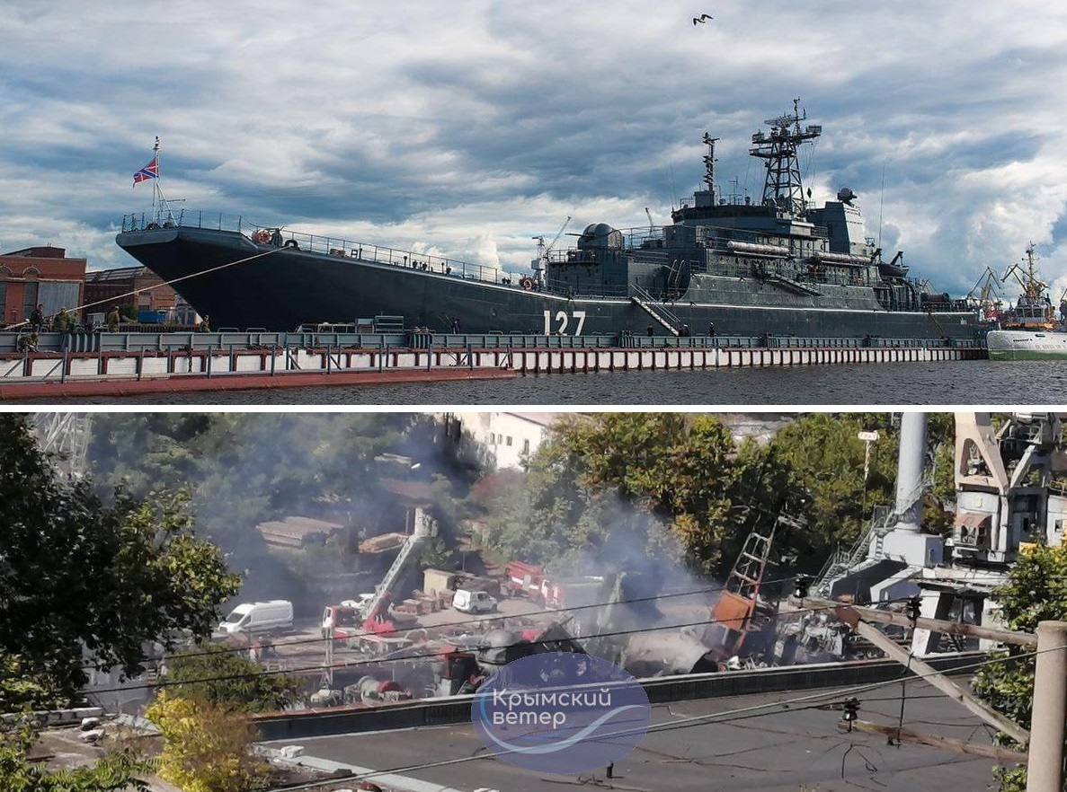 Nuevas fotos muestran los catastróficos daños sufridos por el gran buque de desembarco ruso Minsk Nuevas fotos muestran los catastróficos daños sufridos por el gran buque de desembarco ruso Minsk