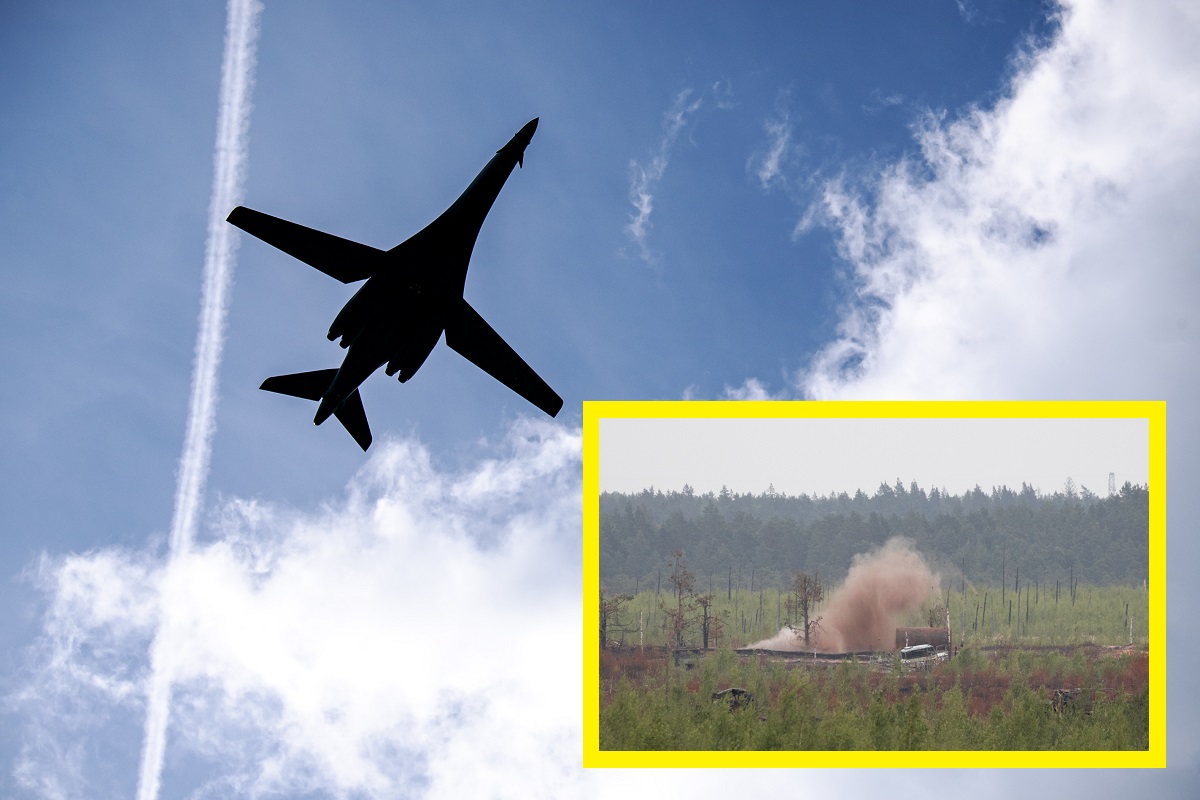 Bombarderos estratégicos estadounidenses B-1B Lancer lanzan bombas por primera vez durante un ejercicio en Letonia. Bombarderos estratégicos estadounidenses B-1B Lancer lanzan bombas por primera vez durante un ejercicio en Letonia.