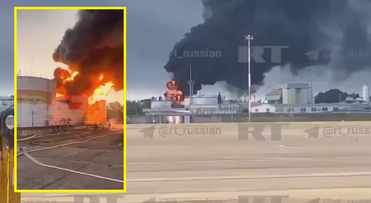 un avión no tripulado de ataque desconocido alcanzó un depósito de petróleo en rusia - un tanque con 1.200 toneladas de combustible diesel fue destruido. un avión no tripulado de ataque desconocido alcanzó un depósito de petróleo en rusia - un tanque con 1.200 toneladas de combustible diesel fue destruido.
