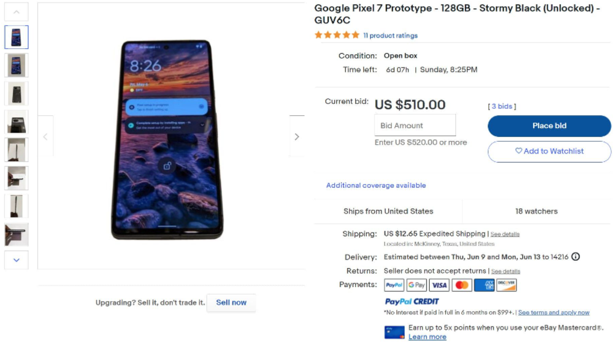 Prototipo de Google Pixel 7 aparece en eBay por $ 510 Prototipo de Google Pixel 7 aparece en eBay por $ 510