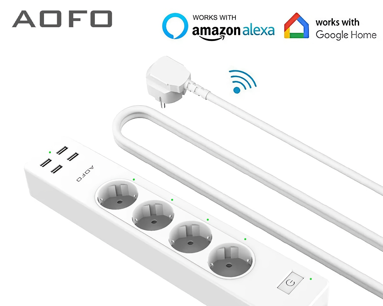 Extensor inteligente AOFO con 4 salidas, puertos USB y soporte de Google Home por $ 31 Extensor inteligente AOFO con 4 salidas, puertos USB y soporte de Google Home por $ 31