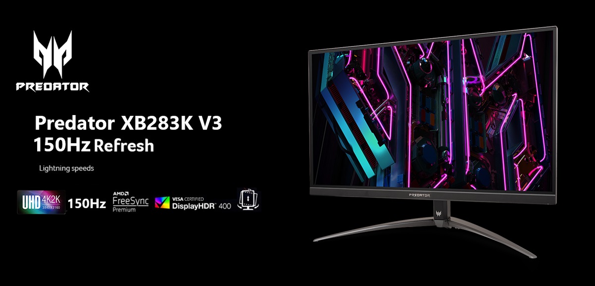 Acer Predator XB283K V3: monitor para juegos 4K con frecuencia de refresco de 150 Hz y HDMI 2.1 por el precio de 500 $. Acer Predator XB283K V3: monitor para juegos 4K con frecuencia de refresco de 150 Hz y HDMI 2.1 por el precio de 500 $.