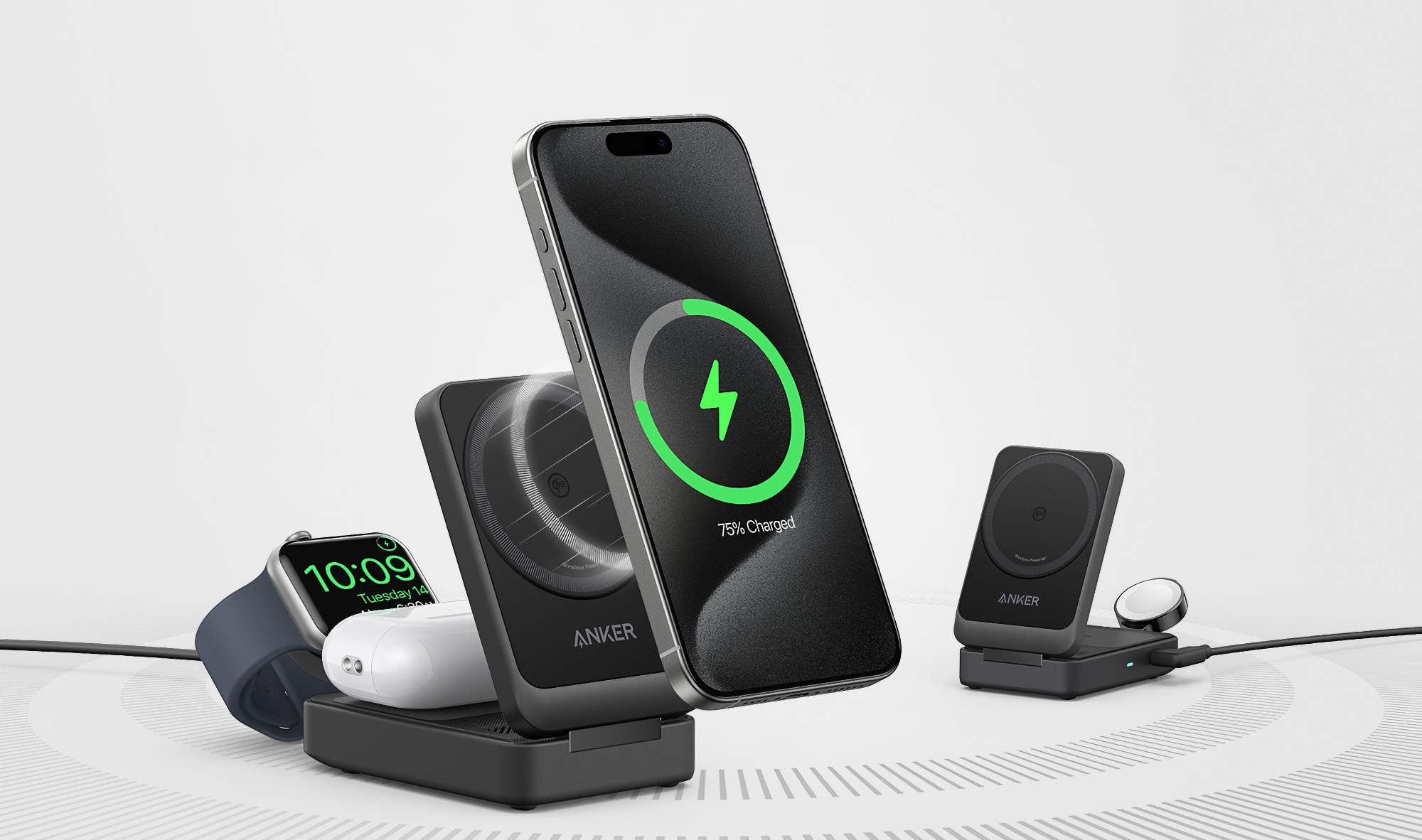 Anker ha presentado la estación de carga inalámbrica MagGo compatible con Qi2 y capaz de cargar tres dispositivos a la vez Anker ha presentado la estación de carga inalámbrica MagGo compatible con Qi2 y capaz de cargar tres dispositivos a la vez