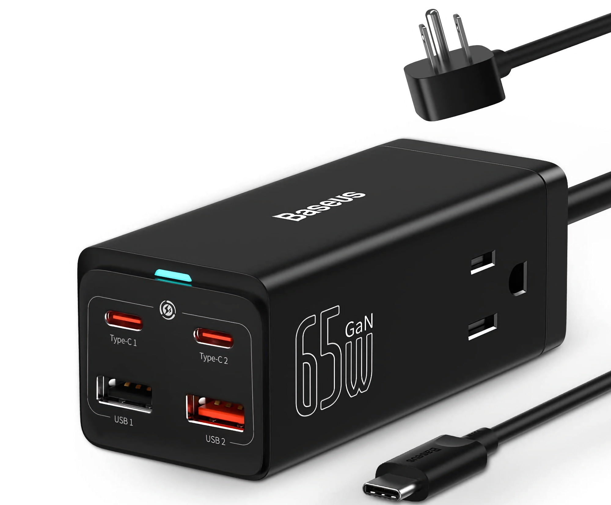 Baseus PowerCombo en Amazon: Divisor con cuatro puertos USB, dos tomas de corriente y hasta 65W de carga por 47,99 € (52 € de descuento)