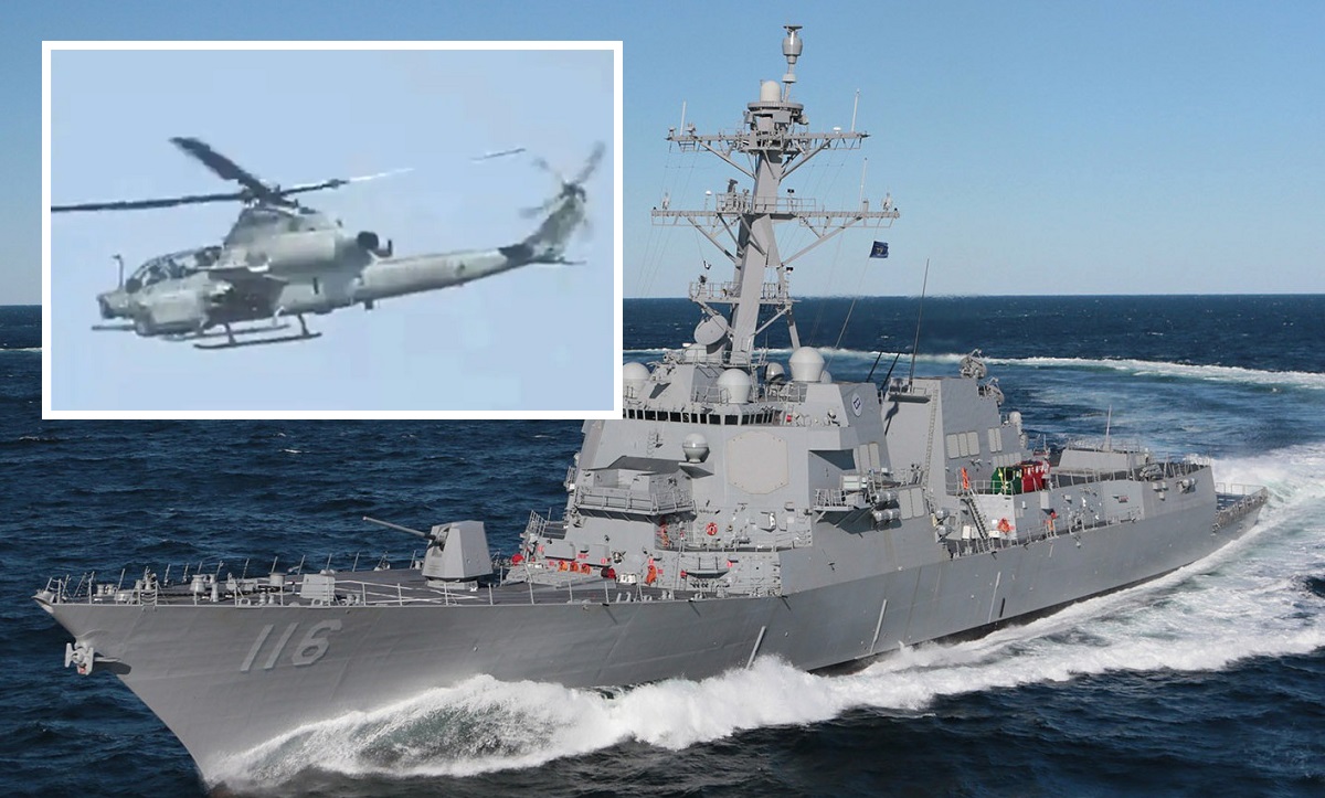 Irán amenazó con derribar los helicópteros estadounidenses AH-1Z, UH-1Y y MH-60 que protegían el USS Thomas Hudner y otros buques de guerra y los obligó a aterrizar - EE.UU. lo niega Irán amenazó con derribar los helicópteros estadounidenses AH-1Z, UH-1Y y MH-60 que protegían el USS Thomas Hudner y otros buques de guerra y los obligó a aterrizar - EE.UU. lo niega