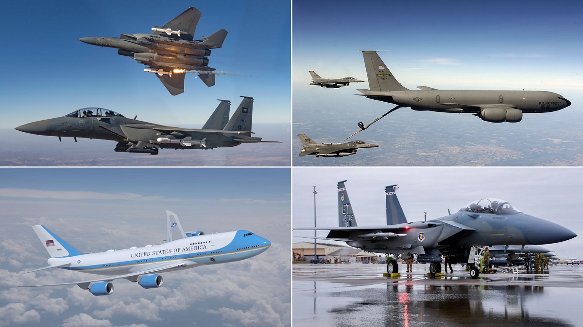 Las Fuerzas Aéreas estadounidenses no podrán recibir a tiempo los cazas F-15EX mejorados, el avión presidencial Air Force One y los aviones cisterna K-46A. Las Fuerzas Aéreas estadounidenses no podrán recibir a tiempo los cazas F-15EX mejorados, el avión presidencial Air Force One y los aviones cisterna K-46A.