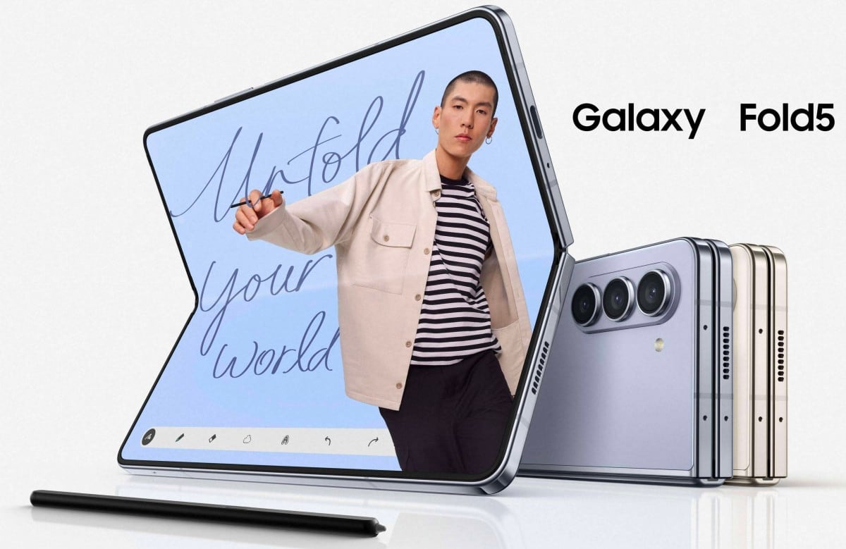 Samsung Galaxy Fold 5 - Snapdragon 8 Gen 2, una nueva y mejorada bisagra y una cámara selfie bajo la pantalla con un precio desde 1800€. Samsung Galaxy Fold 5 - Snapdragon 8 Gen 2, una nueva y mejorada bisagra y una cámara selfie bajo la pantalla con un precio desde 1800€.