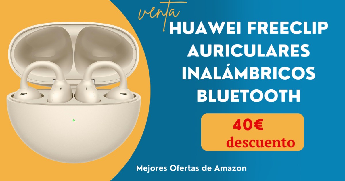 Auriculares inalámbricos Bluetooth HUAWEI FreeClip ¡40 euros de descuento! Oferta por tiempo limitado Auriculares inalámbricos Bluetooth HUAWEI FreeClip ¡40 euros de descuento! Oferta por tiempo limitado