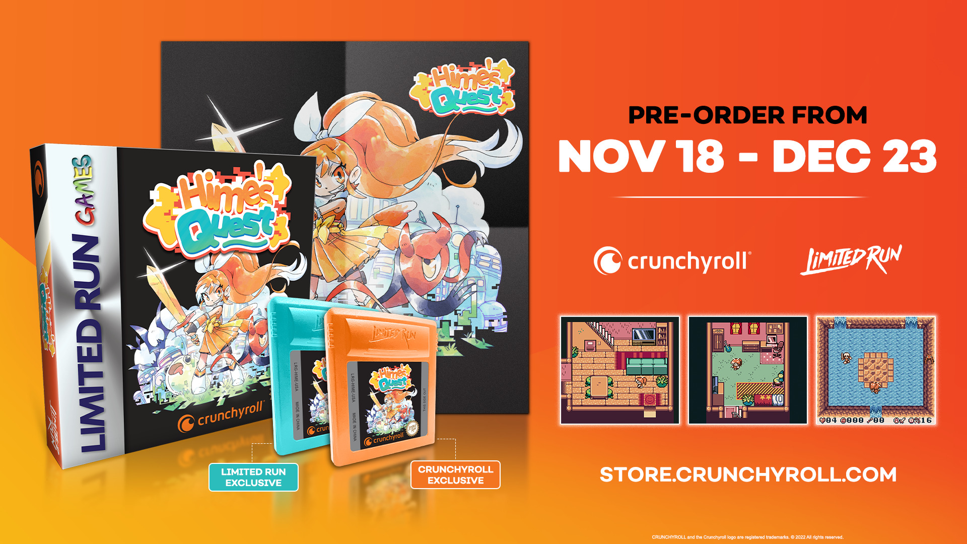 Crunchyroll anuncia el juego de aventuras de 8 bits Hime's Quest para Game Boy Color y navegador Crunchyroll anuncia el juego de aventuras de 8 bits Hime's Quest para Game Boy Color y navegador