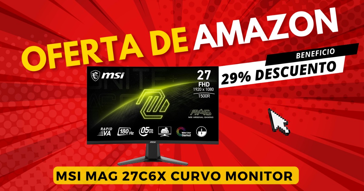 Monitor curvo MSI MAG 27C6X - AHORA 70€ de descuento! Monitor curvo MSI MAG 27C6X - AHORA 70€ de descuento!